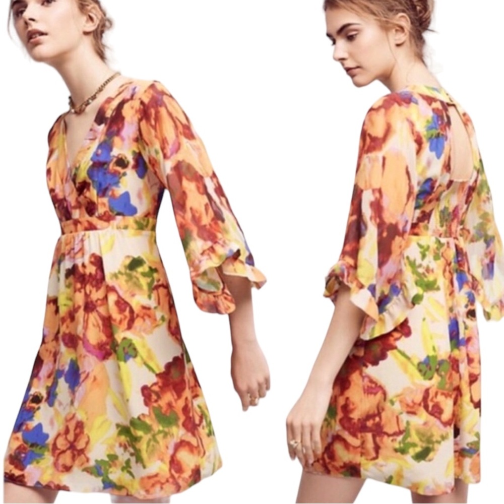Maeve Colorful Floral Long Sleeve Dress